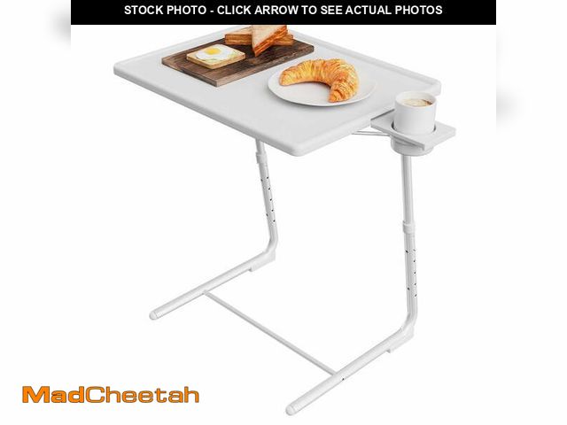 Lot 74-12836924 - CHITOOMA TV Tray with Cup Holders, Portable C-Shaped Side Dinner Tray Table, Adjustable 6 Heights &a...