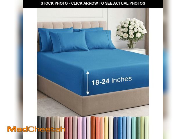 Lot 74-13960207 - Extra Deep King Sheet Set - 6 Piece Breathable and Cooling Sheets - Hotel Luxury Bedding for Women, ...