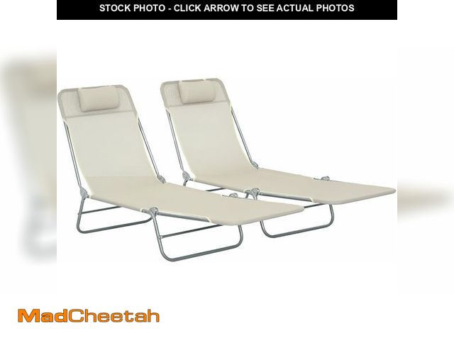 Lot 74-13331686 - Outsunny 2 Piece Folding Chaise Lounge Chairs, Pool Sun Tanning Chairs with Reclining Back, Breathab...