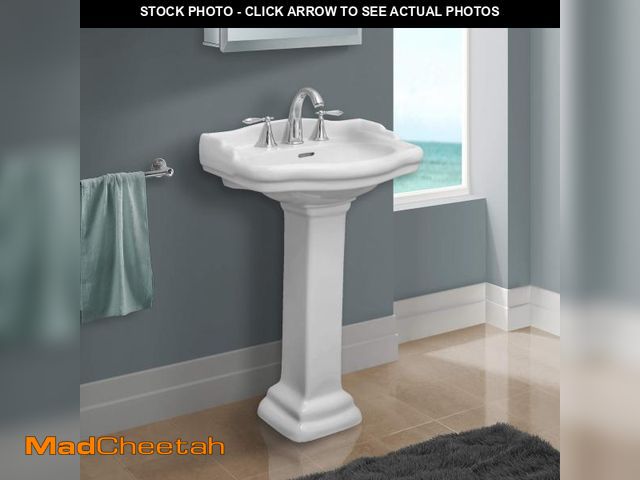 Lot 74-12274765 - Fine Fixtures Roosevelt Bathroom Pedestal Sink Ã¢â¬â 18-Inch Small Pedestal Sink, Durable Vitreou...
