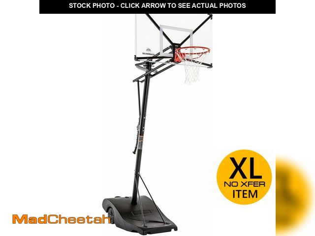 Lot 74-13071323 - (BACKBOARD DAMAGED) Silverback NXT Portable Adjustable 10-ft Outdoor Basketball Hoop, 50" and 54" Ba...