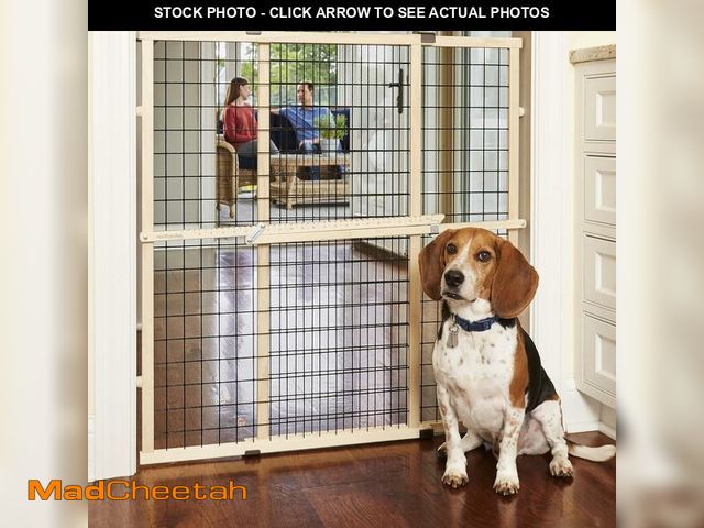 Lot 74-14077292 - MYPET Wire Mesh Dog Gate: 29.5"-40" Wide, Pressure Mounted with No Tools; Expandable, Durable Pet Ga...