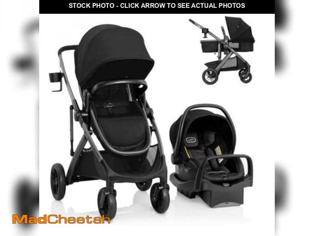 Lot 74-12053859 - Evenflo Pivot Suite Travel System with LiteMax Infant Car Seat with Anti-Rebound Bar Dunloe Black - ...