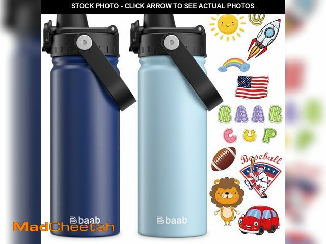Lot 74-12969584 - baab 18oz Kids Water Bottle, Insulated Kids Water Bottle with Lockable Spout Lid &amp; Stickers, 18/...