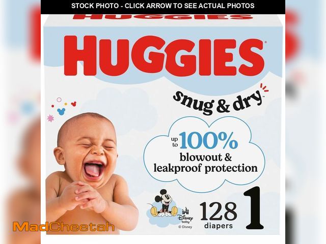 Lot 74-12864373 - Huggies Size 1 Diapers, Snug &amp; Dry Newborn Diapers, Size 1 (8-14 lbs), 128 Count, Packaging May ...