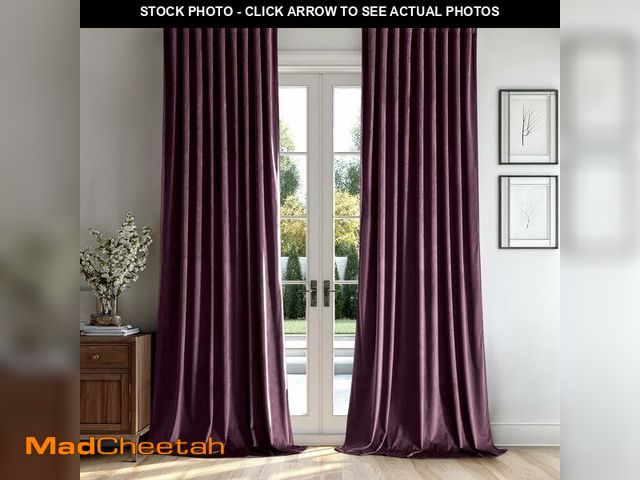 Lot 74-13717477 - MIULEE Dark Purple Velvet Curtains 96 inches - Luxury Blackout Curtains for Bedroom Living Room Ther...
