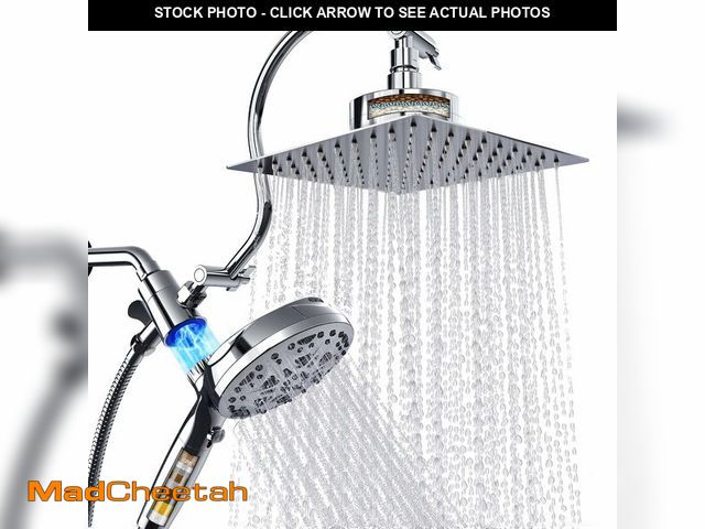 Lot 74-13542374 - Dual Filtered Shower Head with Magnetic Handheld - 8'' Square Rain Shower Head High Pressure with Ha...