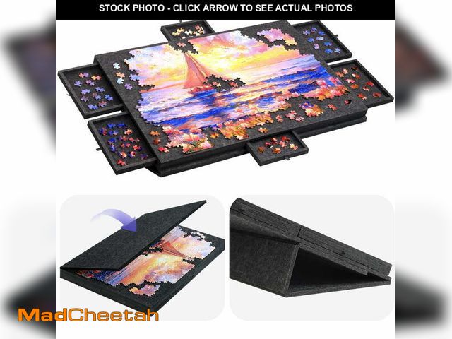Lot 74-13817125 - Ayieyill 1500 Piece Rotating Puzzle Board with Drawers and Cover,26"x36"Portable Felt Jigsaw Puzzle ...