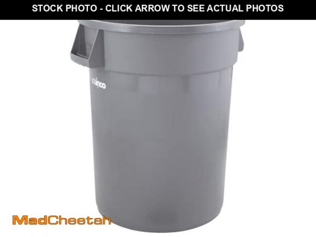 Lot 74-12096636 - Winco PTC-10G Round Trash Can, 10 Gallon, Plastic, Gray - UNUSED