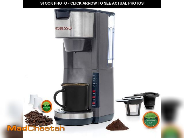 Lot 74-14211392 - Mixpresso Gray Single Serve Coffee Brewer K-Cup Pods Compatible &amp; Ground, 30 oz Compact Coffee M...