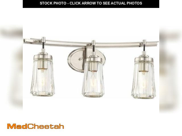 Lot 74-13269671 - Minka Lavery 2303-84 Poleis Vanity Bath Light, 3-Light, 180 Total Watts, 24-in H x 9-in W, Brushed N...