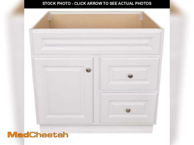 Lot 74-12550932 - Glacier Bay Hampton 36 In. W X 21 In. D X 33.5 In. H Bath Vanity Cabinet Without Top In White - UNUS...