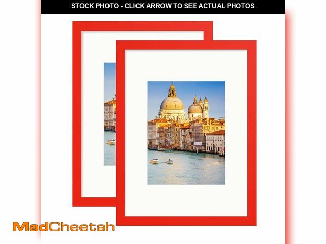 Lot 74-14215359 - wyooxoo 8x12 Picture Frame Set of 2 Made of Solid Wood Red Photo Frames Display Pictures 6x8 with Ma...