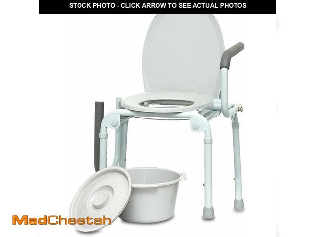 Lot 74-12664574 - ProBasics Drop Arm Adjustable Bedside Folding Commode Chair Portable with Handles, for Elderly, Seni...