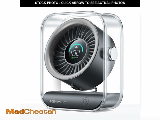 Lot 74-14149325 - KIMMOO Rechargeable USB Desk Fan, Quiet Table Fan with Turbo Airflow, 100 Speeds, Digital Display, 9...
