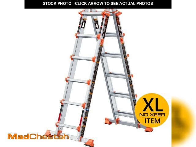Lot 74-13123213 - LANBITOU Ladder, A Frame 6 Step Ladder Extension, 22 Ft Anti-Slip Multi Position Ladder, Storage Fol...