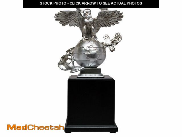 Lot 74-12714811 - Military Gift Shop USMC 3D Eagle Globe &amp; Anchor Statue with Wooden Base - Showcase of Marine Cor...