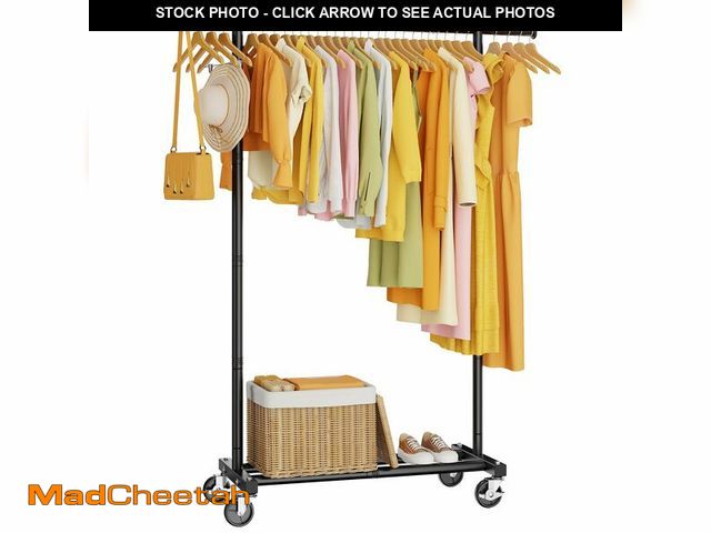 Lot 74-14148690 - HYSEYY Clothes Rack, Clothing Rack for Hanging Clothes, Rolling Garment Rack Sturdy Coat Rack Portab...