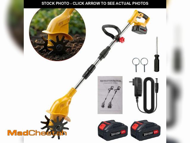 Lot 74-13780674 - Paddsun Cordless Tiller Cultivator, 21V Electric Garden Tiller 20 Steel Tines Garden Rototiller for ...