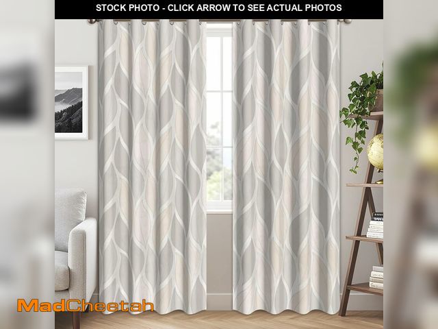 Lot 74-14211692 - NAEMBCU Geometric Blackout Curtains for Bedroom 84 Inch Long - Gray Line Art Botanical Leaf Pattern,...
