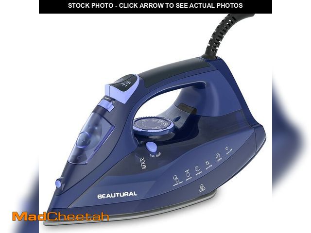 Lot 74-12709743 - BEAUTURAL Steam Iron for Clothes with Precision Thermostat Dial, Ceramic Coated Soleplate, 3-Way Aut...