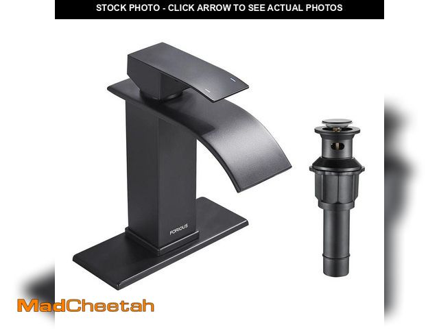 Lot 74-12857179 - FORIOUS Single Handle Single Hole Bathroom Faucet with Drain Assembly in Black - UNUSED