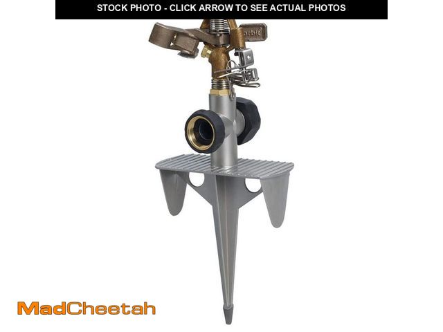 Lot 74-12894184 - Orbit Heavy-Duty Adjustable Brass Impact Sprinkler on Heavy-Duty Zinc Spike - USED