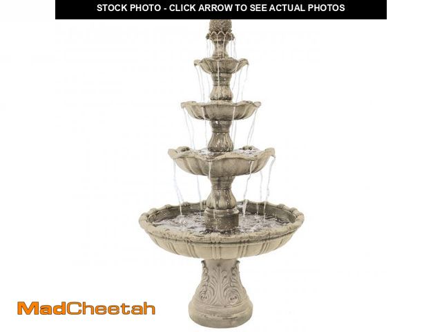 Lot 74-12160685 - Sunnydaze Grand Courtyard 80-Inch 4-Tier Outdoor Water Fountain - Large Outdoor Water Feature for Ga...