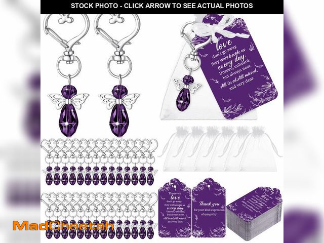 Lot 74-14210194 - Junkin Funeral Favors Celebration of Life Favors Angel Keychains Thank You Cards for Memorial Guest ...