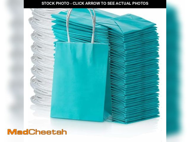 Lot 74-12450809 - AWELL Mini Size Turquoise Blue Paper Bag with Handle Bulk Party Favor Bag 6x4.5x2.5 inch for Graduat...