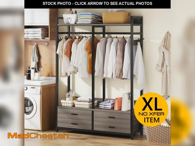 Lot 74-12465442 - TRIBESIGNS WAY TO ORIGIN Carmalita Gray Black Wood 47.2 in. W Armoire Clothes Rack Closet Organizer ...