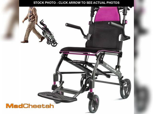 Lot 74-12633465 - Wheelchairs for Adults Transport Chair Lightweight Foldable with Telescopic Handle, 19.4lbs Portable...
