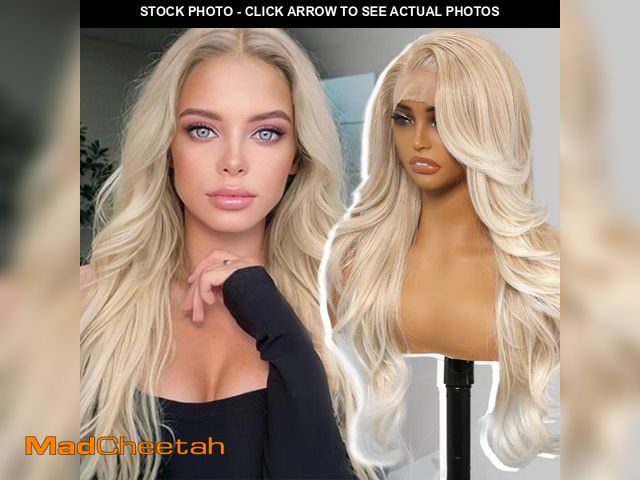 Lot 74-12217523 - KOME Blonde Synthetic Lace Front Wig,13x4 HD Lace Layered Wave Glueless Wigs for Women Daily Use 26I...