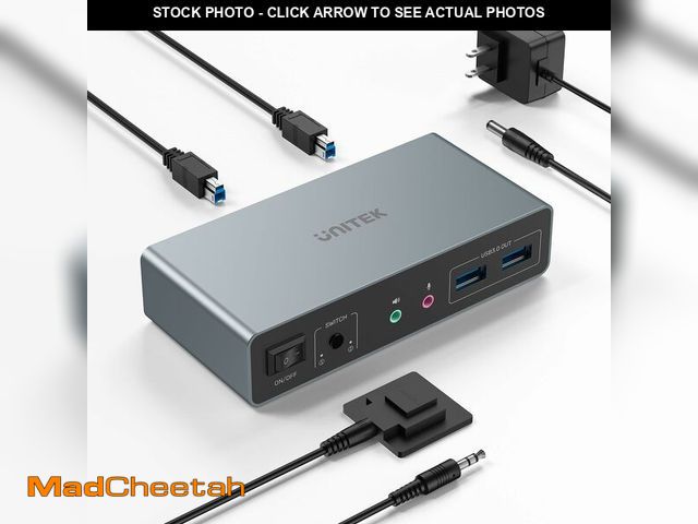 Lot 74-13955443 - Unitek KVM Switch 2 Monitors 2 Computers 4K@60Hz HDMI+Displayport Dual Monitor KVM Switches 3 USB Po...
