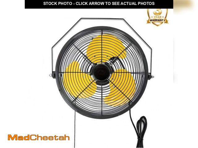 Lot 74-14560516 - Edendirect 12 in. 3-Speeds Outdoor Wall Mount Fan in Yellow with IP44 Enclosure Motor, 2500 CFM, 180...