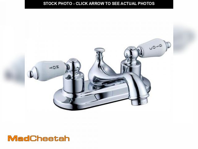 Lot 74-12463666 - Glacier Bay Teapot 4 in. Centerset Double-Handle Low-Arc Bathroom Faucet in Polished Chrome - UNUSED