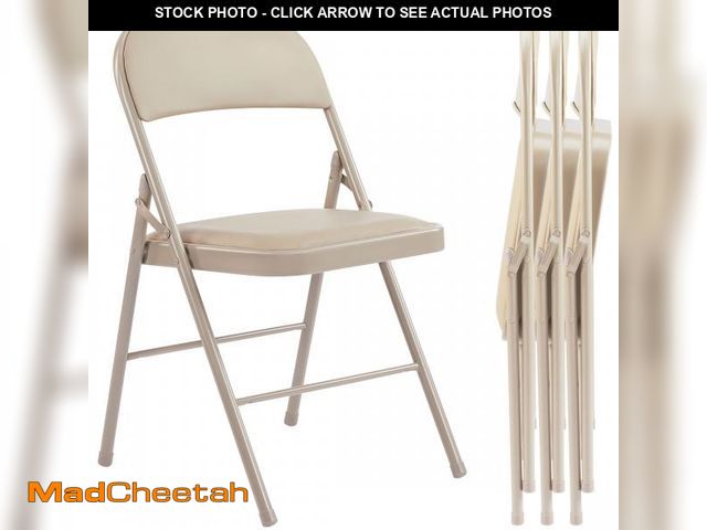 Lot 74-12145015 - JOINSUN Folding Chair 4 Pack, Convenient Leather Padded Folding Chairs, Outdoor and Indoor, Khaki - ...