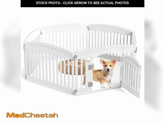 Lot 74-14288201 - CONCETTA Plastic Dog Playpen 24 Inch, 6-Panel Pet Fence for Small Dog, White - UNUSED