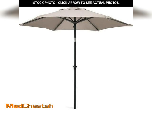 Lot 74-12144313 - AMMSUN 6ft Khaki Round Outdoor Small Table Pool Lawn Balcony Market Patio Umbrella  Push up &amp; Ti...