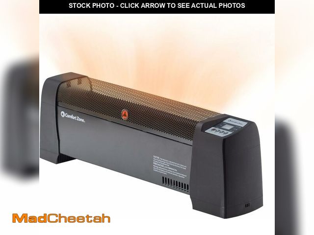 Lot 74-13835649 - (DAMAGED) Comfort Zone Baseboard Space Heater with Digital Thermostat, Electric, Dent-Proof End Pane...