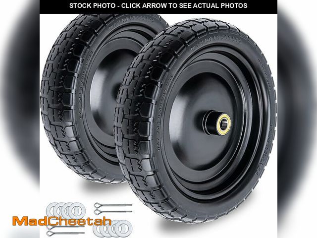 Lot 74-14205016 - 13" Flat Free Wheels, 4.00-6 Tire Flat Free 2-Pack with 3/4" Bearings 2.1" Offset Hub for Gorilla Ca...