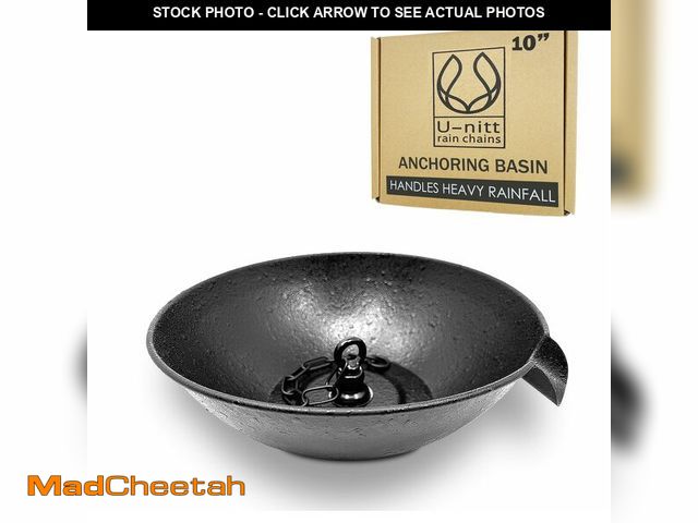 Lot 74-14065785 - U-nitt 12" Spill Bowl Downspout Catch Basin for Rain Chain Anchoring &amp; Stake | Rainwater Collect...