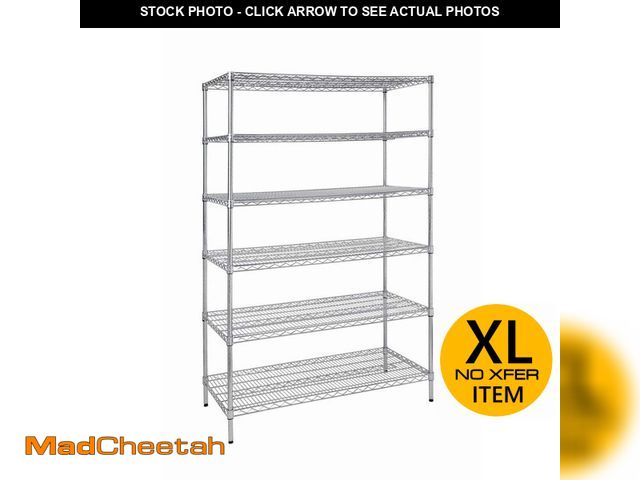 Lot 74-14440628 - HDX 6-Tier Commercial Grade Heavy Duty Steel Wire Shelving Unit in Chrome (48 in. W x 72 in. H x 24 ...