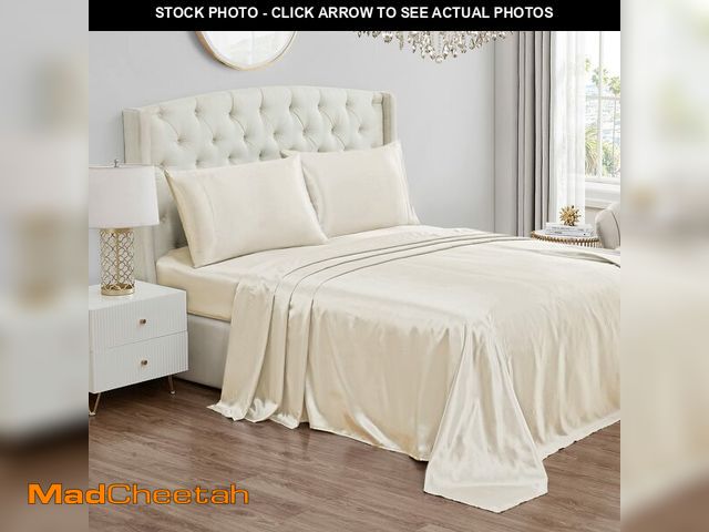 Lot 74-13544646 - Juicy Couture Twin Size Satin Bed Sheet Set, Deep Pocket Silky Twin Sheet Set with 1 Fitted Sheet, 1...