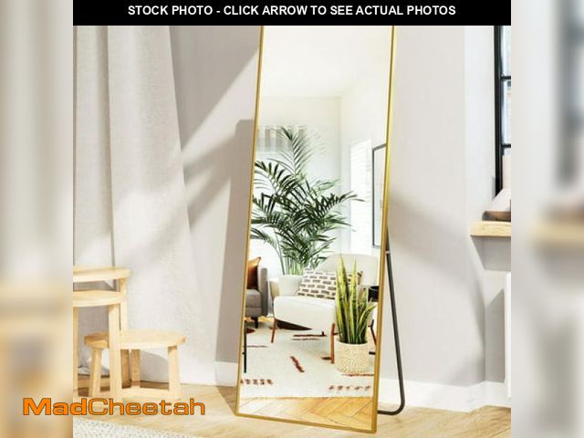 Lot 74-12155305 - BEAUTYPEAK 64 X21  Full Length Mirror Rectangle Body Dressing Floor Standing Mirrors  Gold - UNUSED