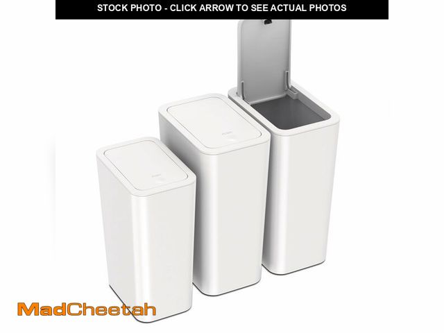 Lot 74-14150773 - N. NETDOT 3 Pack (2 of 4 Gal &amp; 1 of 2.6 Gal) Small Trash Can with Lid,Bathroom Garbage Can with ...