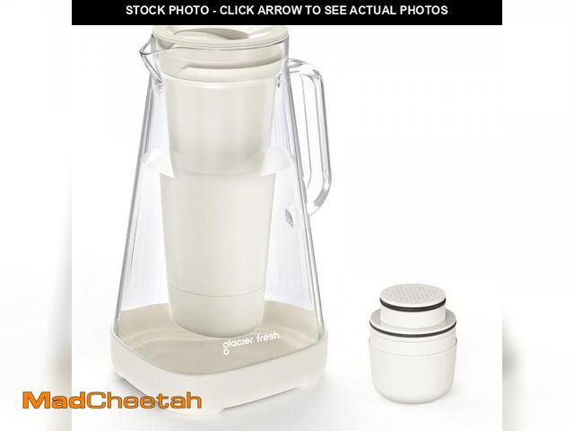 Lot 74-12436517 - GLACIER FRESH Glass 10 Cup Water Pitcher with 1 Filter of 3X Flow Rate, 5-Stage Filtration Reduces 9...