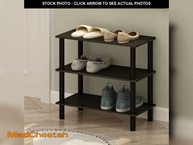 Lot 74-14581855 - Furinno Turn-N-Tube 3-Tier Shoe Rack, Toolless Organizer, Black Espresso - UNUSED