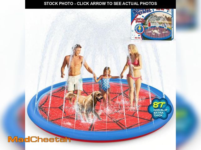 Lot 74-12051235 - Non Slip Splash Pad for Kids and Dogs, 87'' Extra Large Splash Pad Outdoor Sprinkler for Kids, Dog W...
