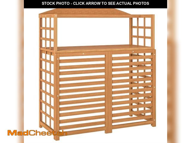 Lot 74-14115462 - Outsunny Light Brown Outdoor Air Conditioner Fence Cover with Open Shelves, Wood Outdoor Privacy Scr...